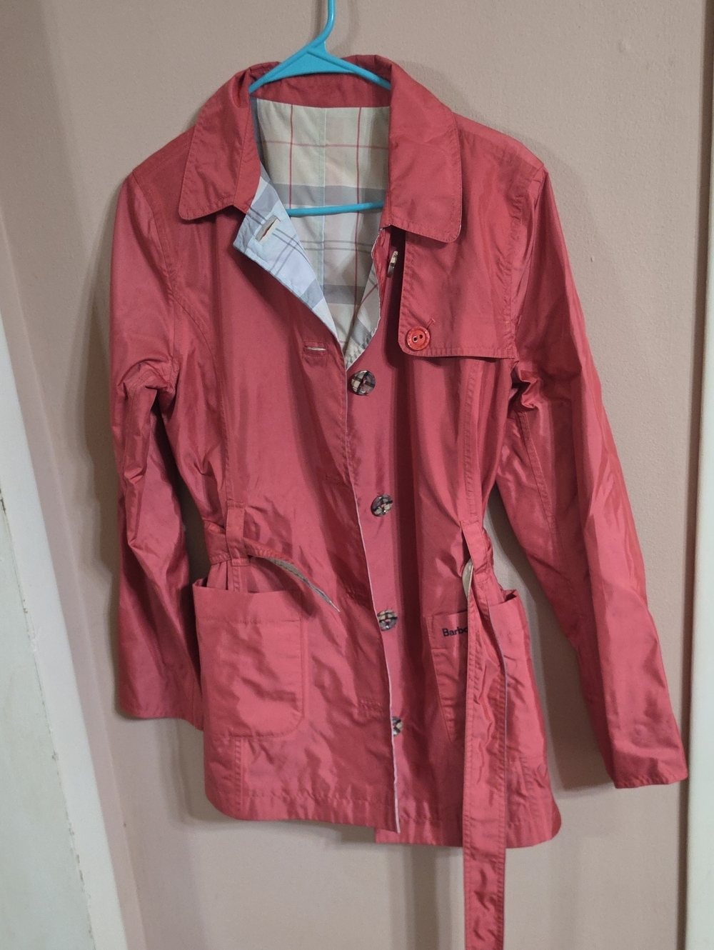 Barbour Coral Pink Trench Coat